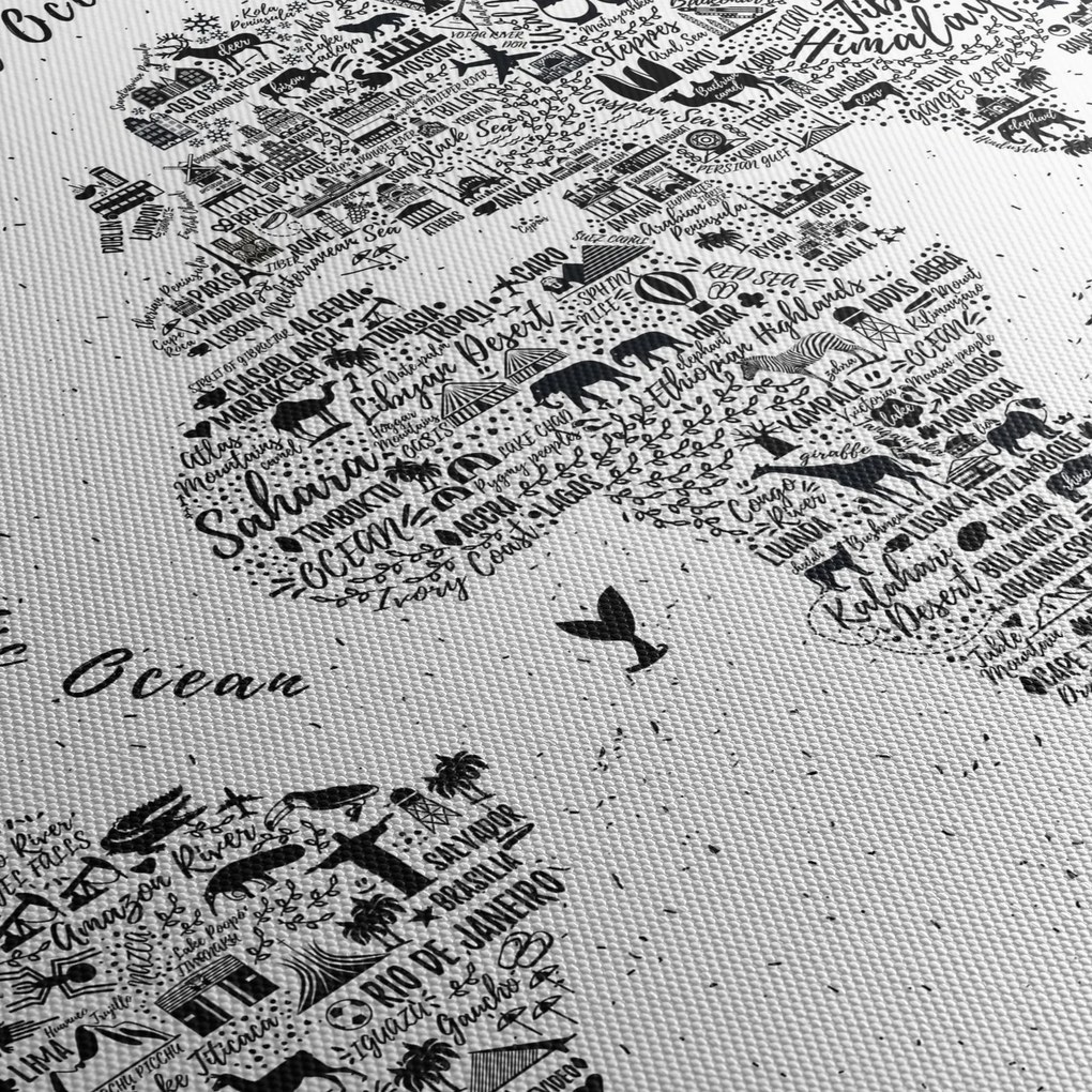 Obraz - Mapa z piktogramov (s hodinami) (90x30 cm)