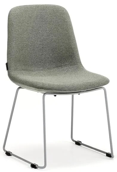 Stolička LANGLEY, nízky sedák, lyžinová podnož, stříbrná/zelenošedá