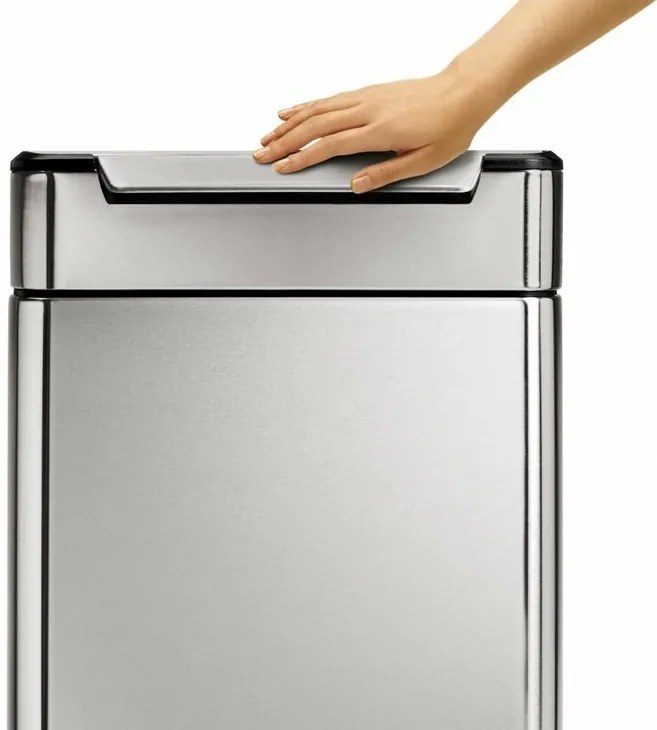 Hranatý dotykový kôš na triedený odpad 24 + 24 l matná oceľ, nerez
