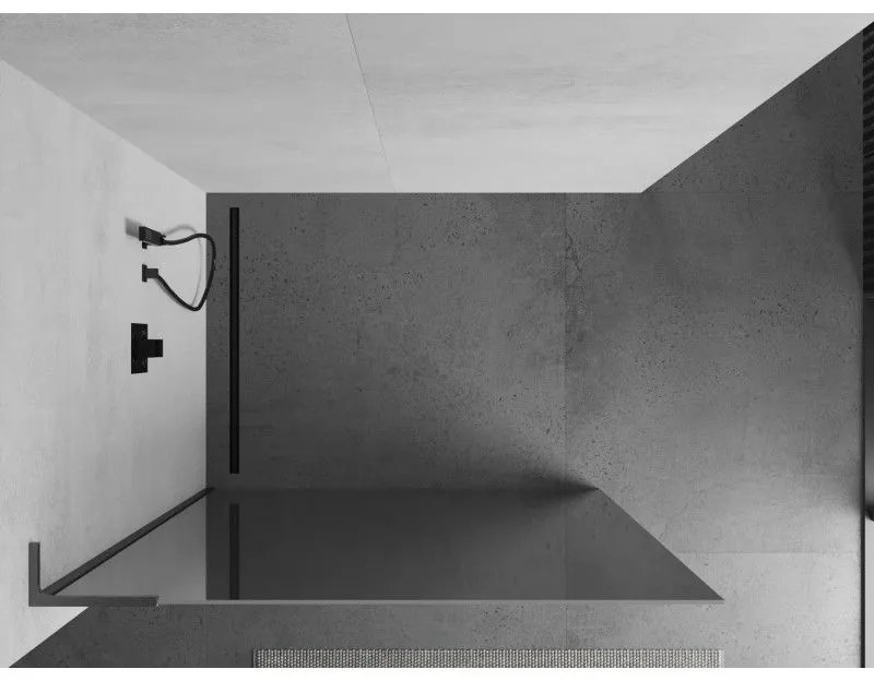 Mexen Kioto L, sprchová zástena Walk-In 100 x 200 cm, 8mm sklo vzor zrkadlo, grafitový profil, 800-100-103-66-50