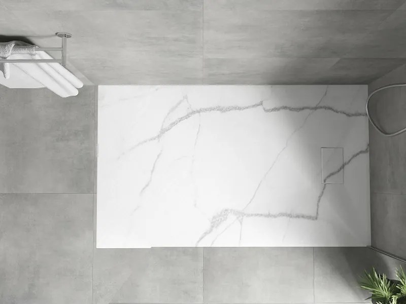 Mexen Hugo, obdĺžniková sprchová vanička, SMC, 140x80cm, imitácia kameňa – biela, 42158014