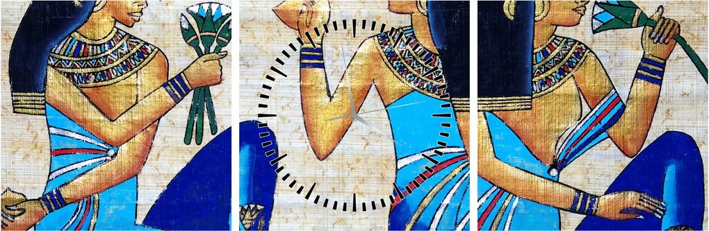 Obraz - Egyptské maľby (s hodinami) (90x30 cm)