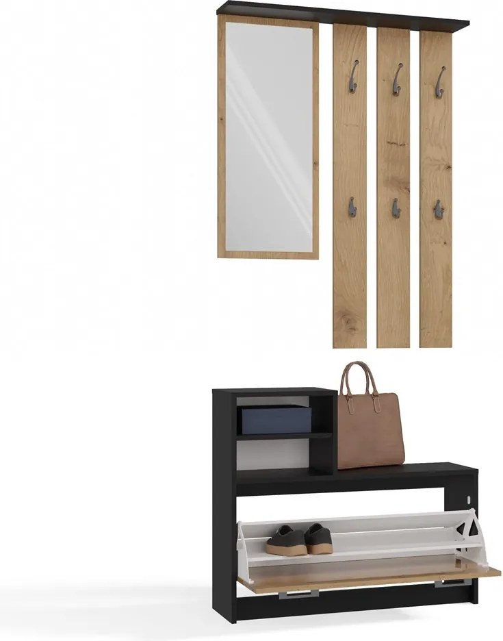 Predsieňová stena GARDE 85 cm antracit/dub artisan