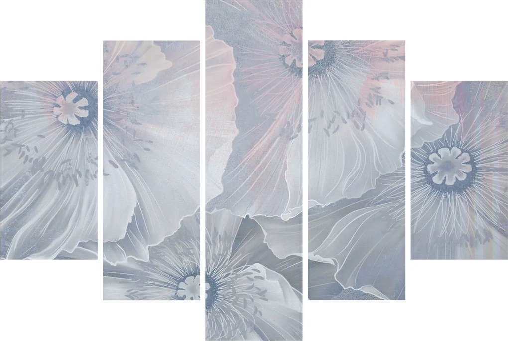 Obraz - Modré kvety na stene (150x105 cm)