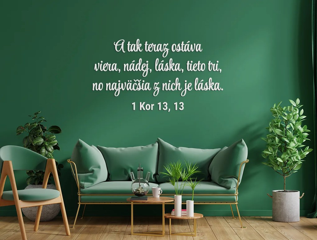 drevko Drevený citát na stenu Viera, nádej, láska Rozmer obrazu: 35 x 62,5 cm, Farba dekorácie: Čierna