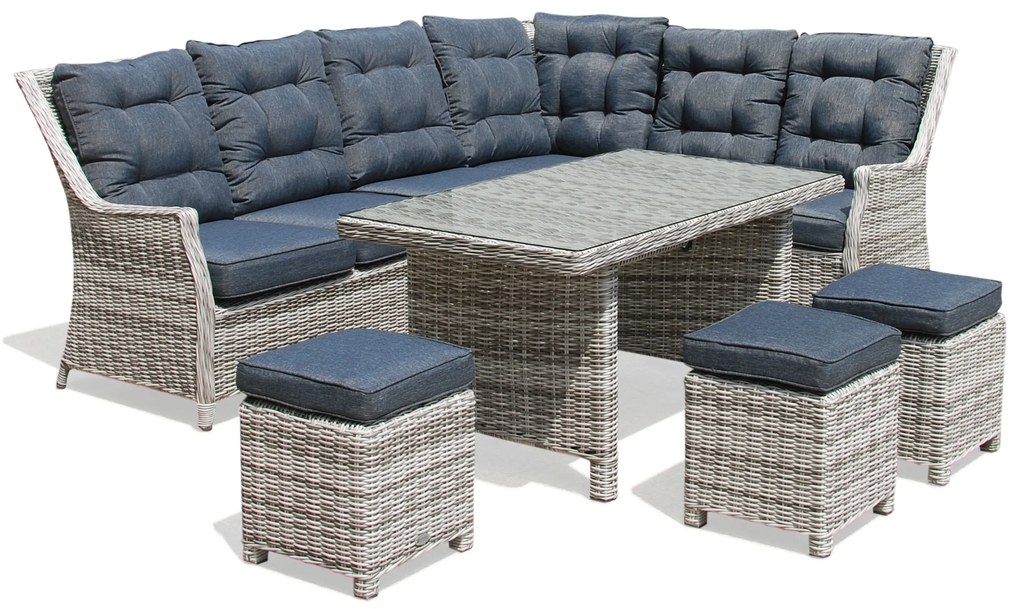 Záhradná rohová súprava BERKLEY svetlo-sivá pravá