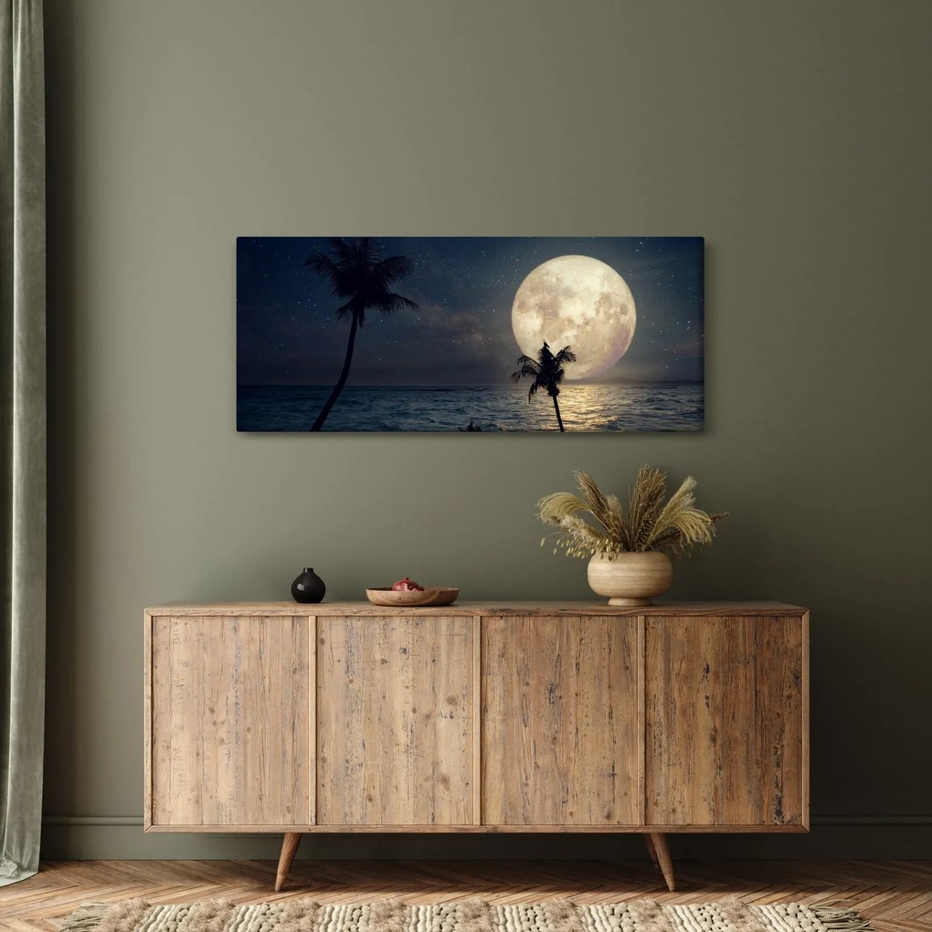 Obraz - Pláž s splnom (120x50 cm)