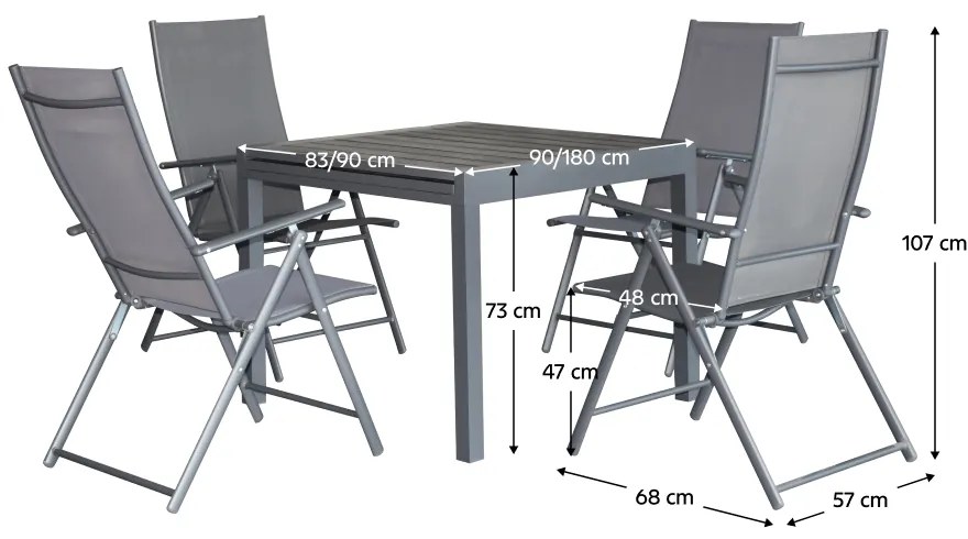 Záhradný set 1+4, tmavosivá, NIKY