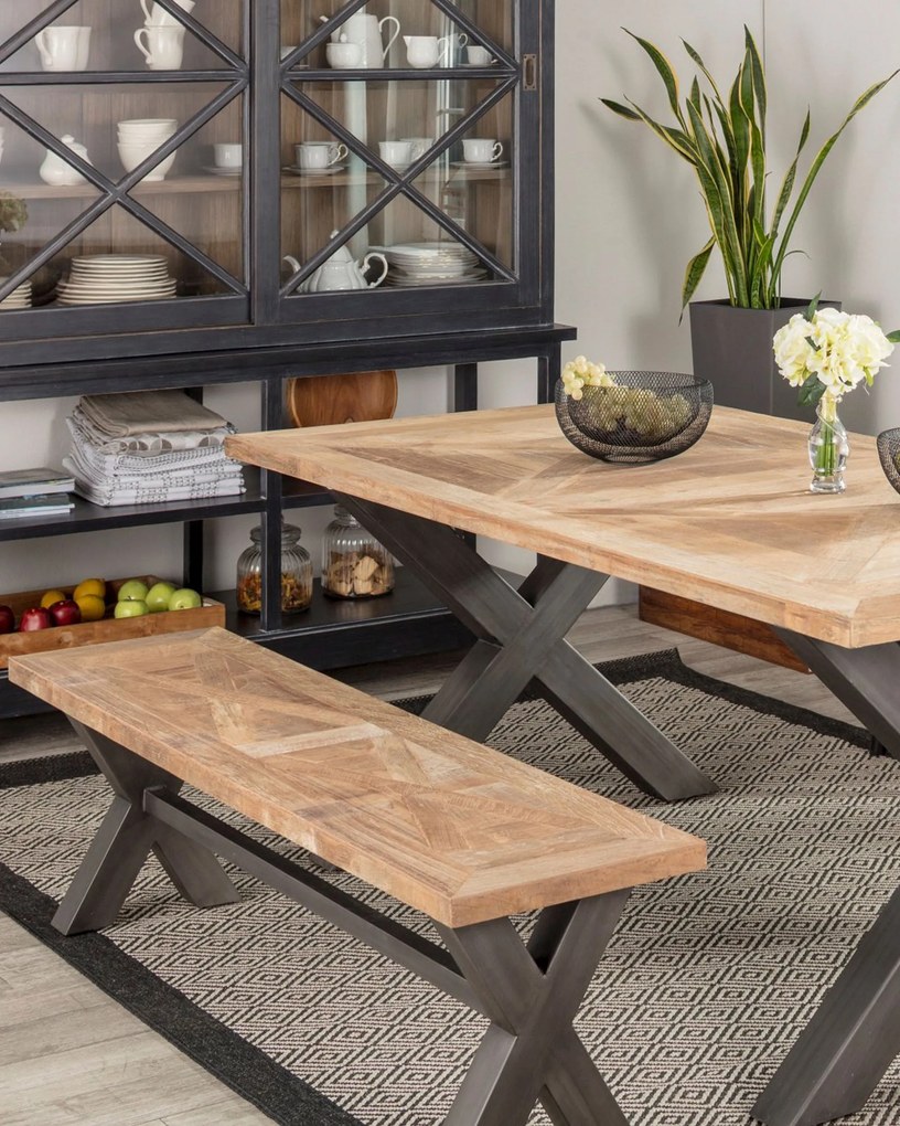 Lavička Moscal 160 x 40 x 46 cm black&amp;natural: