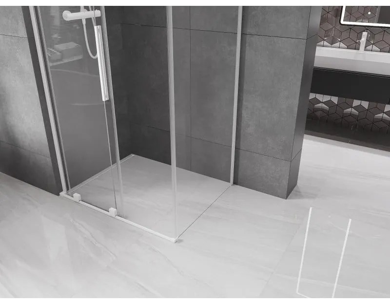 Mexen Velar L, sprchový kút s posuvnými dverami 90 x 120 cm, 8mm číre sklo, biela matná, 871-090-120-03-20