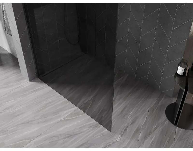 Mexen, Mexen Kioto-X sprchová stena 140 x 200 cm, grafit 10 mm, pištoľovo sivá kartáčovaná - 800-140-101-66-40-X