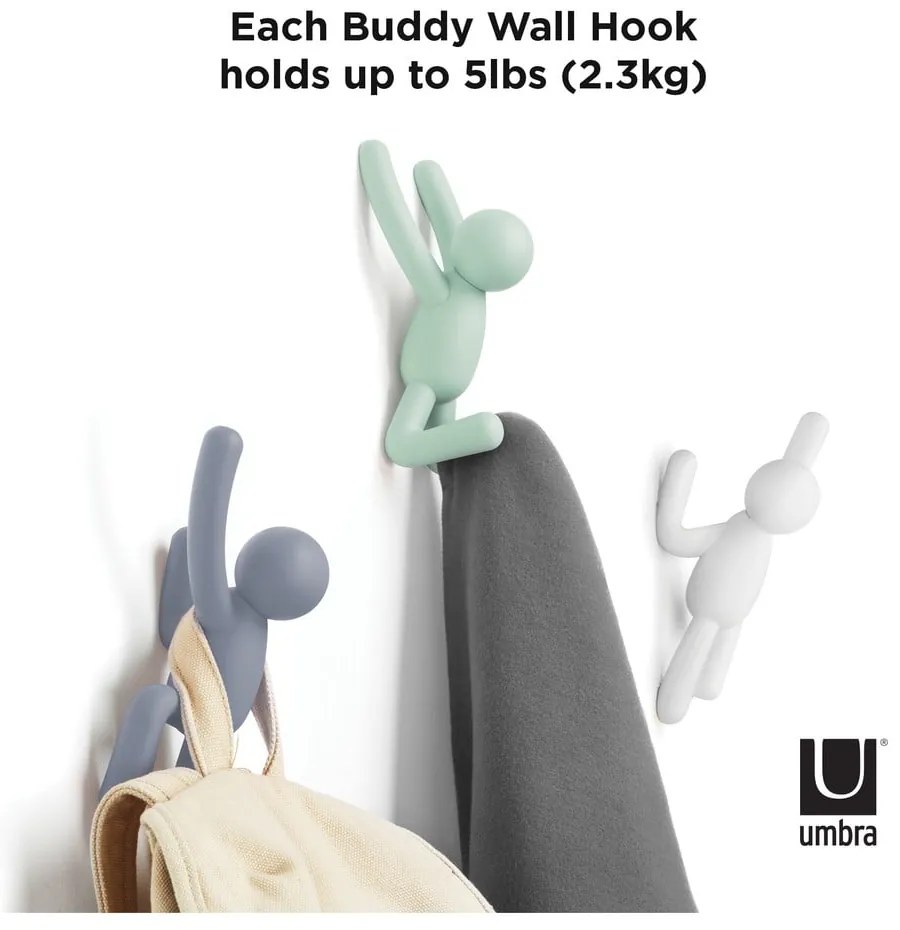 Nástenné plastové háčiky v súprave 3 ks Buddy - Umbra