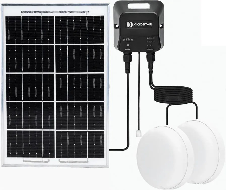 Aigostar - LED solárne svietidlo 2xLED/35W/12V 6000 mAh 6500K priemer 16,8 cm