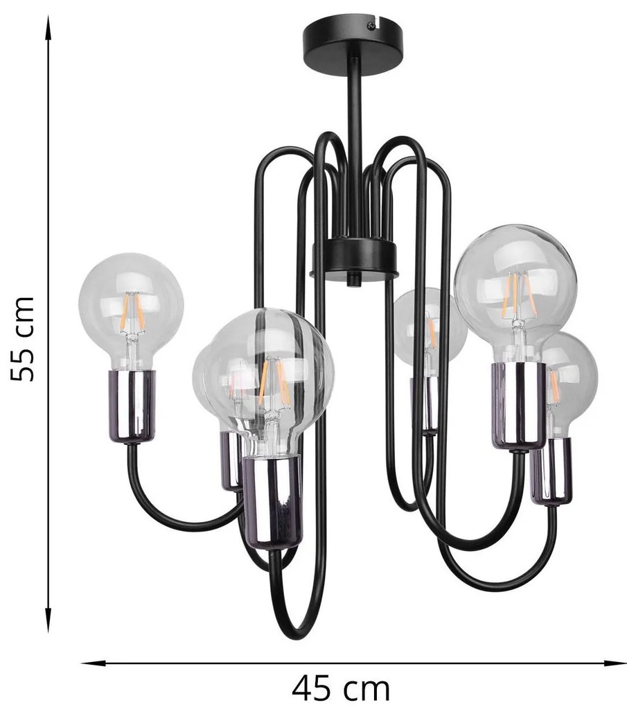 Luster Edison, čierne telo svietidla