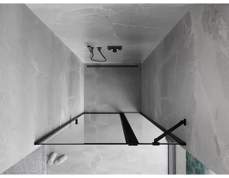 Mexen MIST, 1-krídlové sprchové dvere (1d+1s) 70x200 cm, 6mm číre sklo s čiernym rámom, pravý, 8A4-070-000-70-70-P