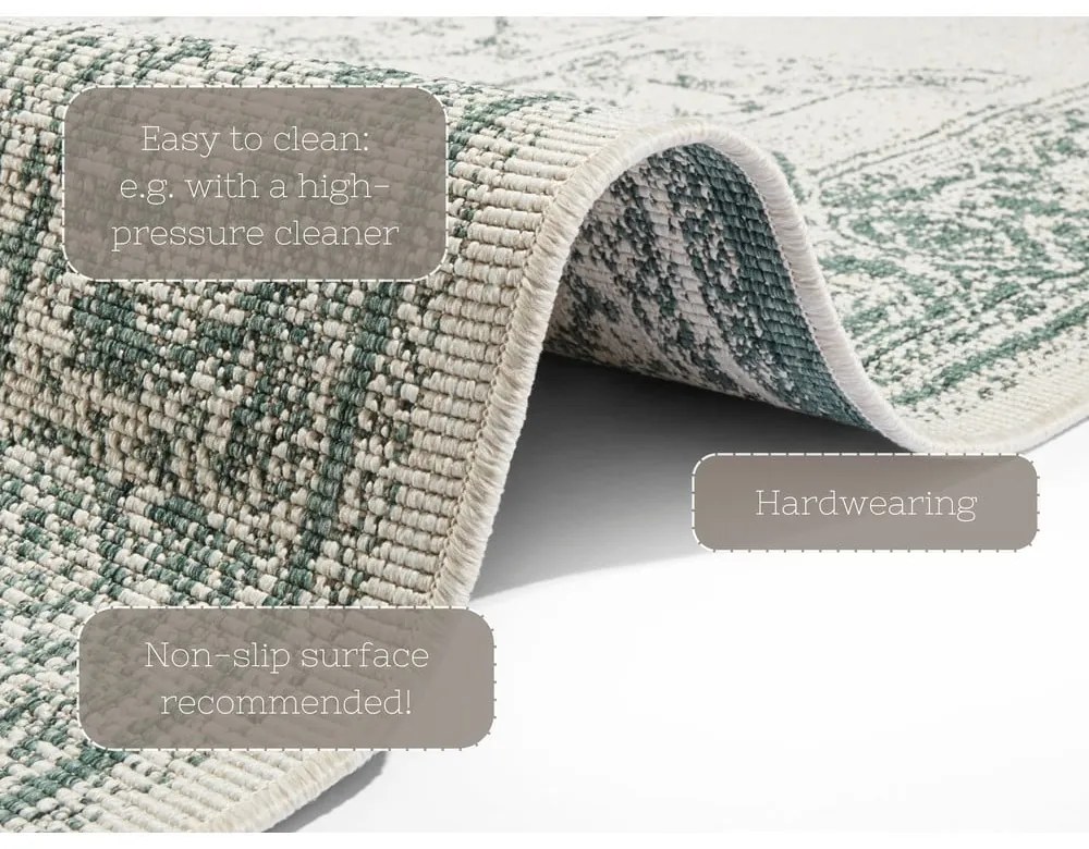 Zeleno-krémový vonkajší koberec NORTHRUGS Borbon, 80 x 150 cm