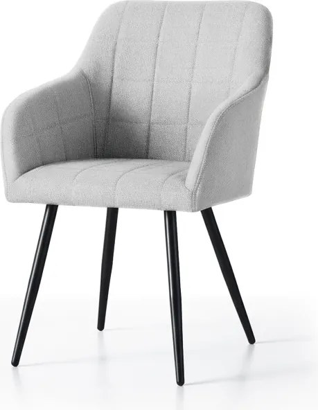 Sada šiestich jedálenských stoličiek LUXANO Lumos zamatové, svetlosivé / čierne nohy (6 ks)