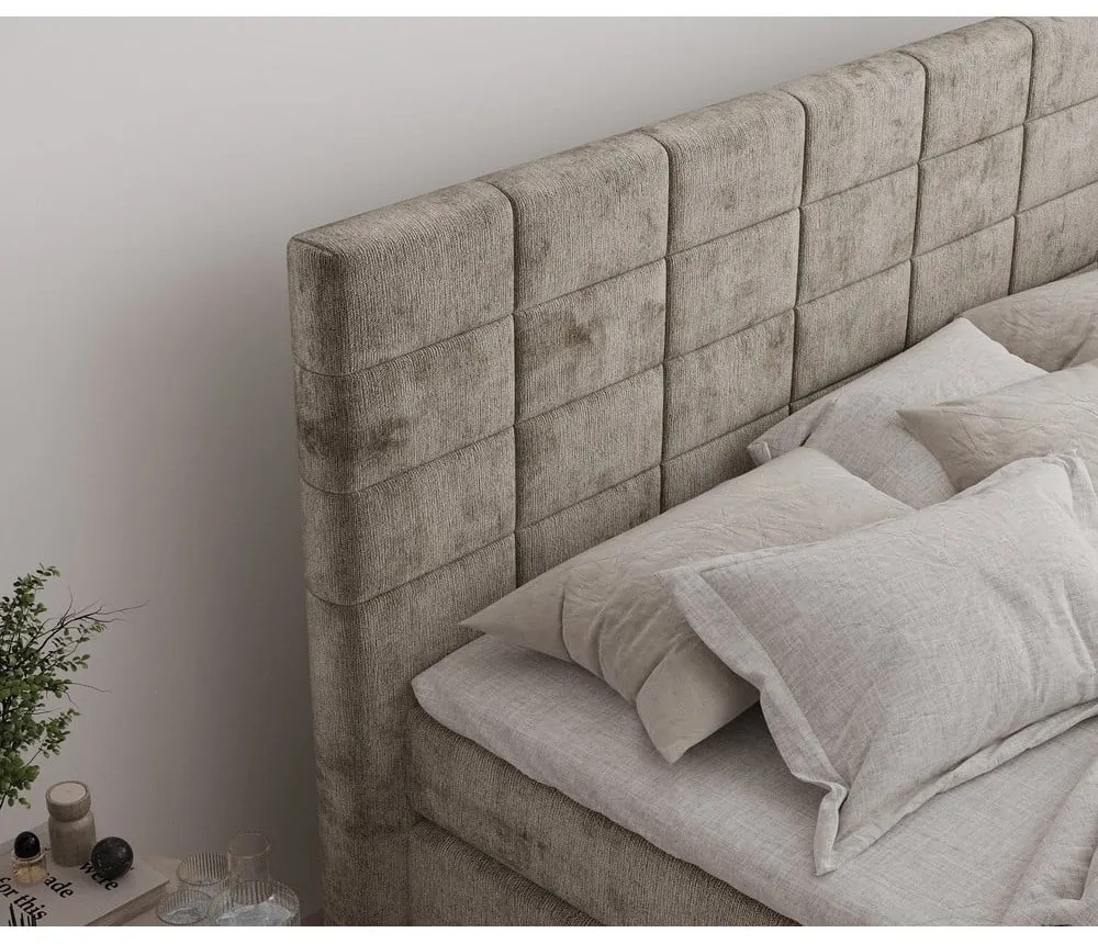 Svetlohnedá boxspring posteľ s úložným priestorom 140x200 cm Ava – Maison de Rêve