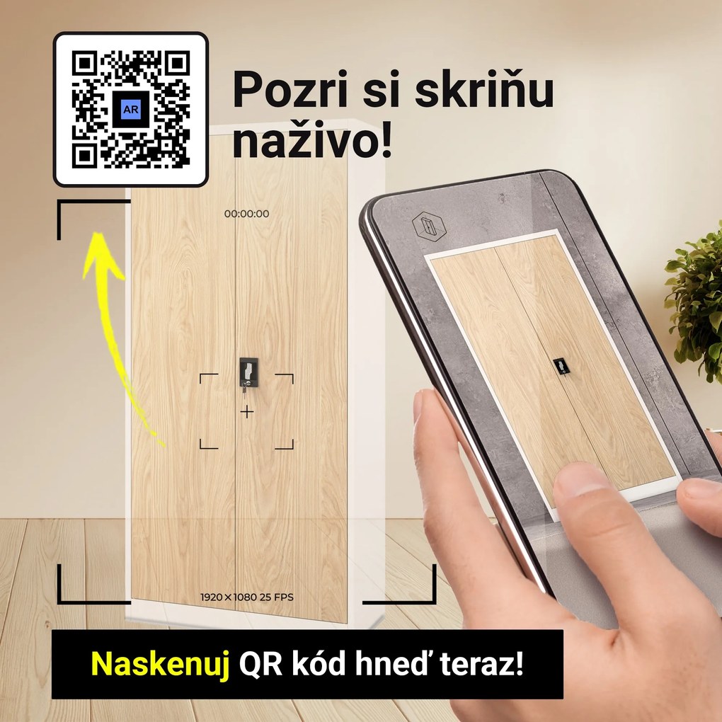 Kancelárska skriňa na dokumenty so 4 policami, biela/dub Sonoma, 900x1850x400 mm: JAN Eco Design