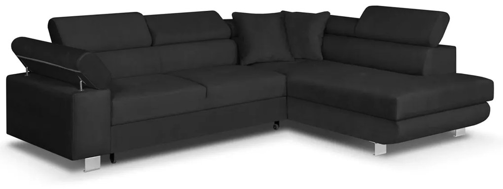 Rohová sedacia súprava s funkciou spania FREDO pravá Čierna