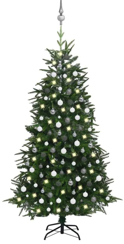 Umelý vianočný stromček s LED a sadou gúľ, zelený 240cm PVC+PE 3077926