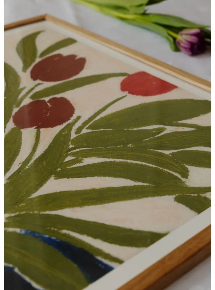 Plagát 70x50 cm Tulips in a Blue Vase – Anine Cecilie Iversen – The Poster Club