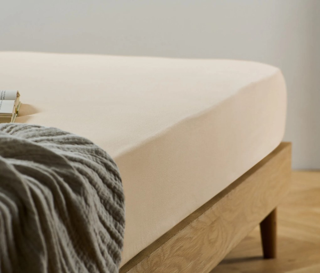 Napínacie prestieradlo, bobor, štandardná veľkosť, krémové