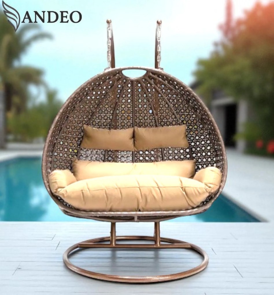 Závesné hojdacie dvojkreslo ARUBA EXTRA nosnosť 250kg - hnedo béžové