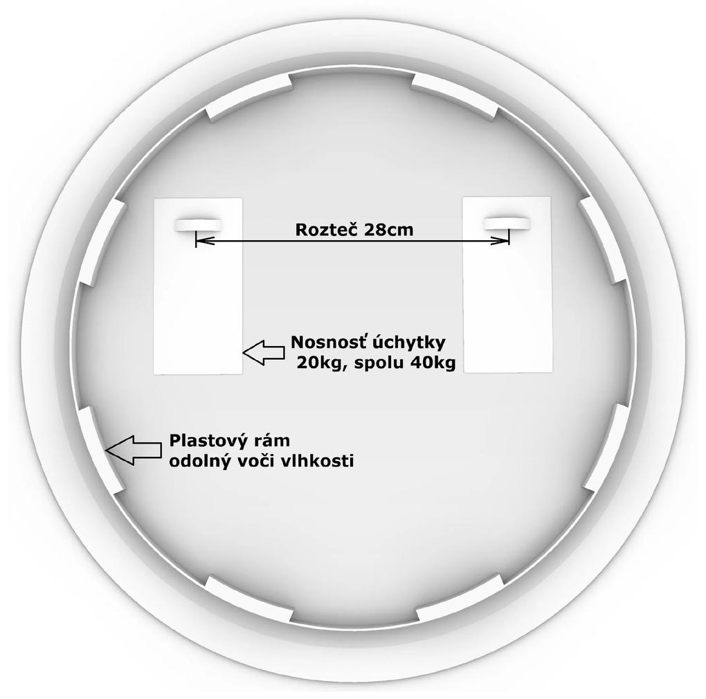 LED zrkadlo okrúhle Classico ⌀60cm studená biela - diaľkový ovládač Farba diaľkového ovládača: Biela