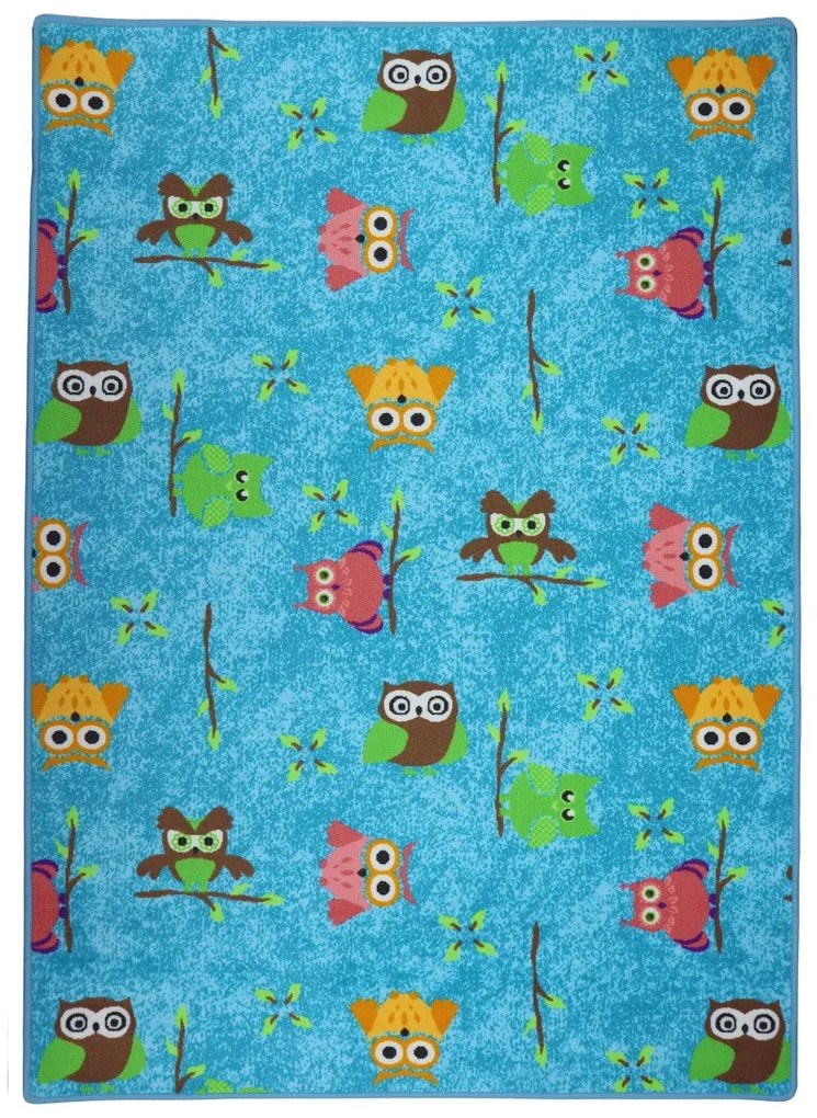 Vopi, Detský kusový koberec Sovička Silk 5298 tyrkys, 80x120, modrá, detská izba