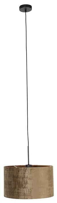 Moderné závesné svietidlo čierne s hnedým tienidlom 35 cm - Combi