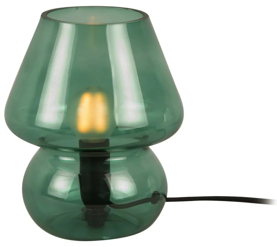 Tmavozelená sklenená stolová lampa Leitmotiv Glass, výška 18 cm