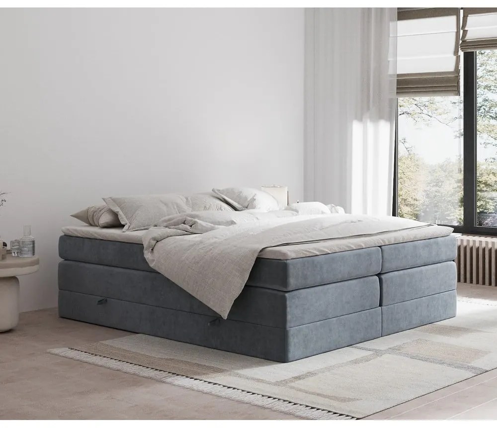 Tmavosivá boxspring posteľ s úložným priestorom/bez čela 200x200 cm Juniper – Maison de Rêve