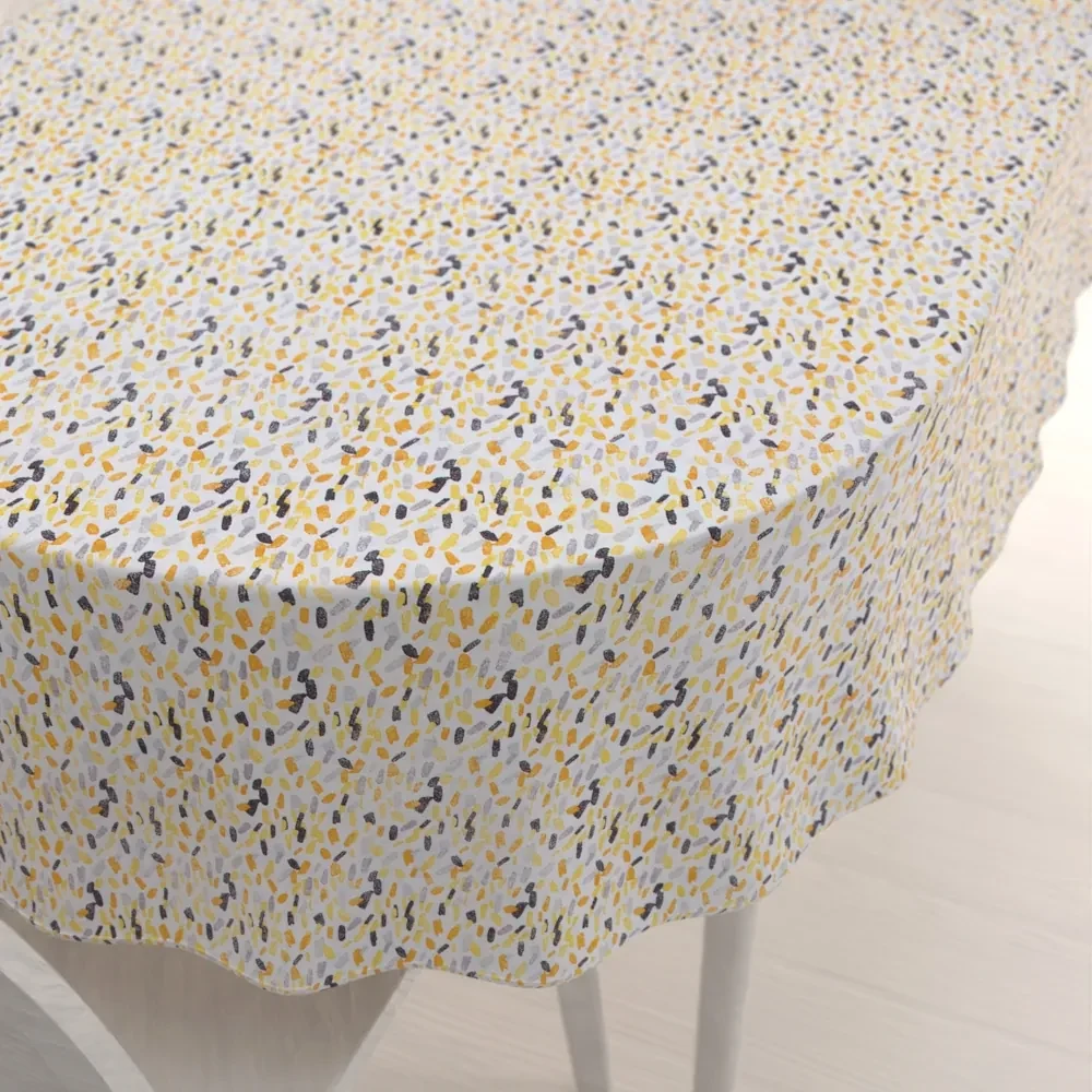 Biante Dekoračný oválny obrus Leona LN-045 Žltosivé čiarky na bielom 130x180 cm