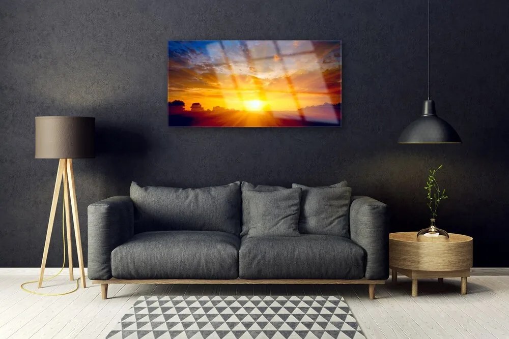 Skleneny obraz Slnko nebo krajina 100x50 cm