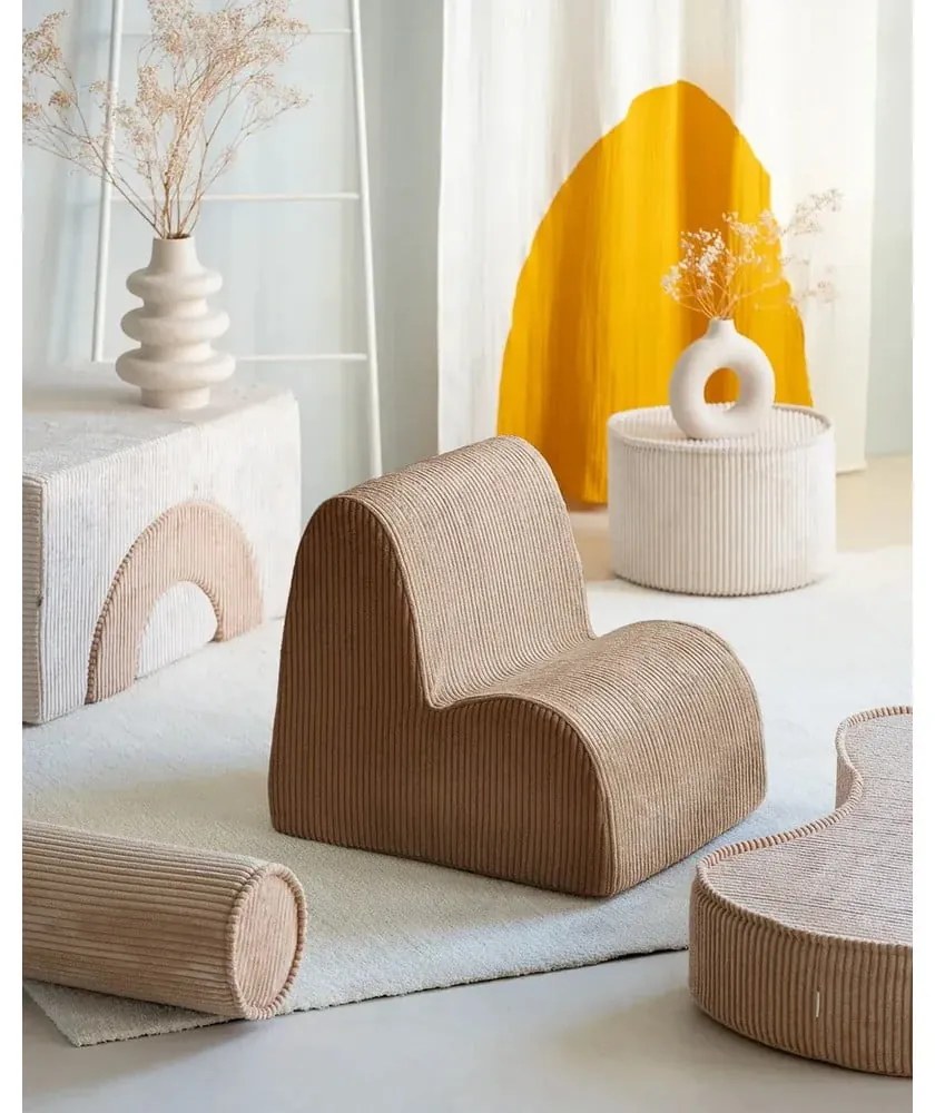 Svetlohnedý menčestrový detský pohovkový vankúš Roll – Wigiwama