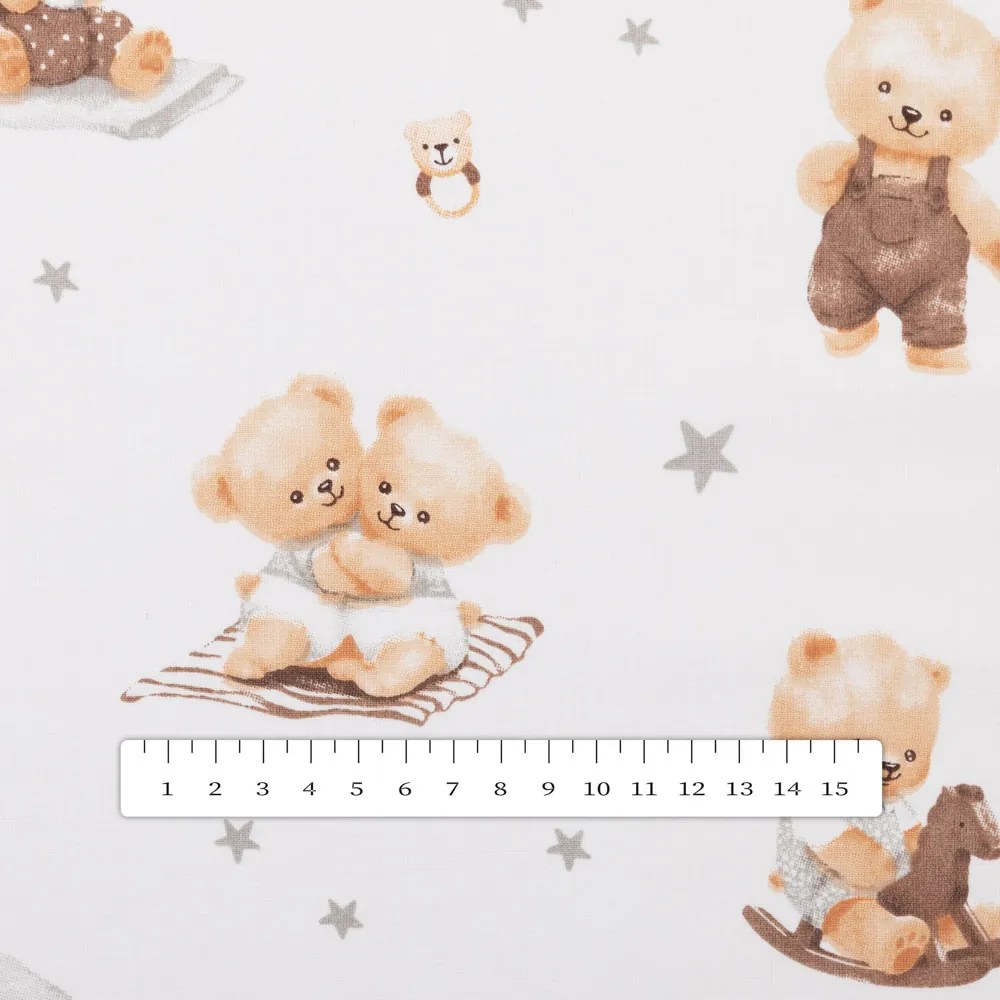 Biante Detský bavlnený behúň na stôl Sandra SA-732 Medvedie bábätká na bielom 35x120 cm