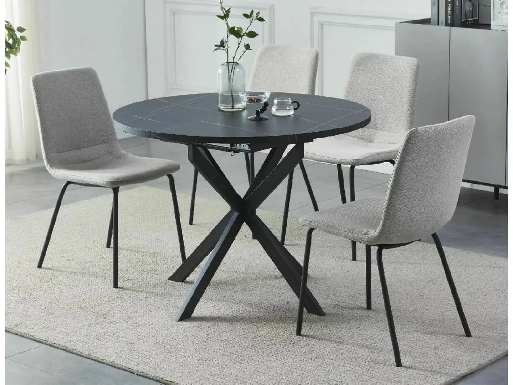 Rozkladací jedálenský stôl GASTON 100(135)X100 cm, čierny mramorový dekor