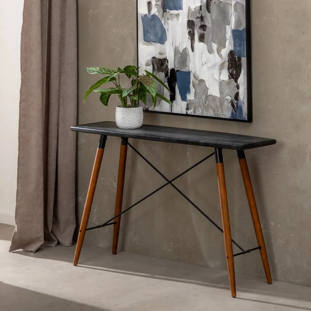 Čierny kovový konzolový stolík 38x120 cm Oslo – Ixia