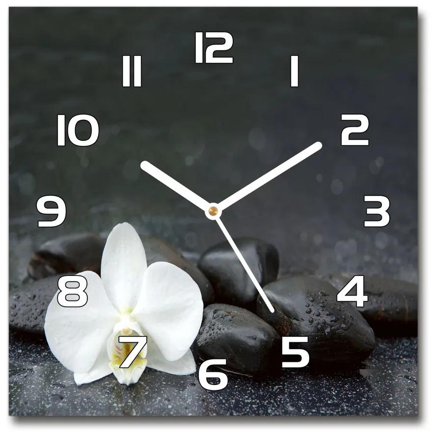 Sklenené nástenné hodiny štvorec Orchidea pl_zsk_30x30_f_113617594