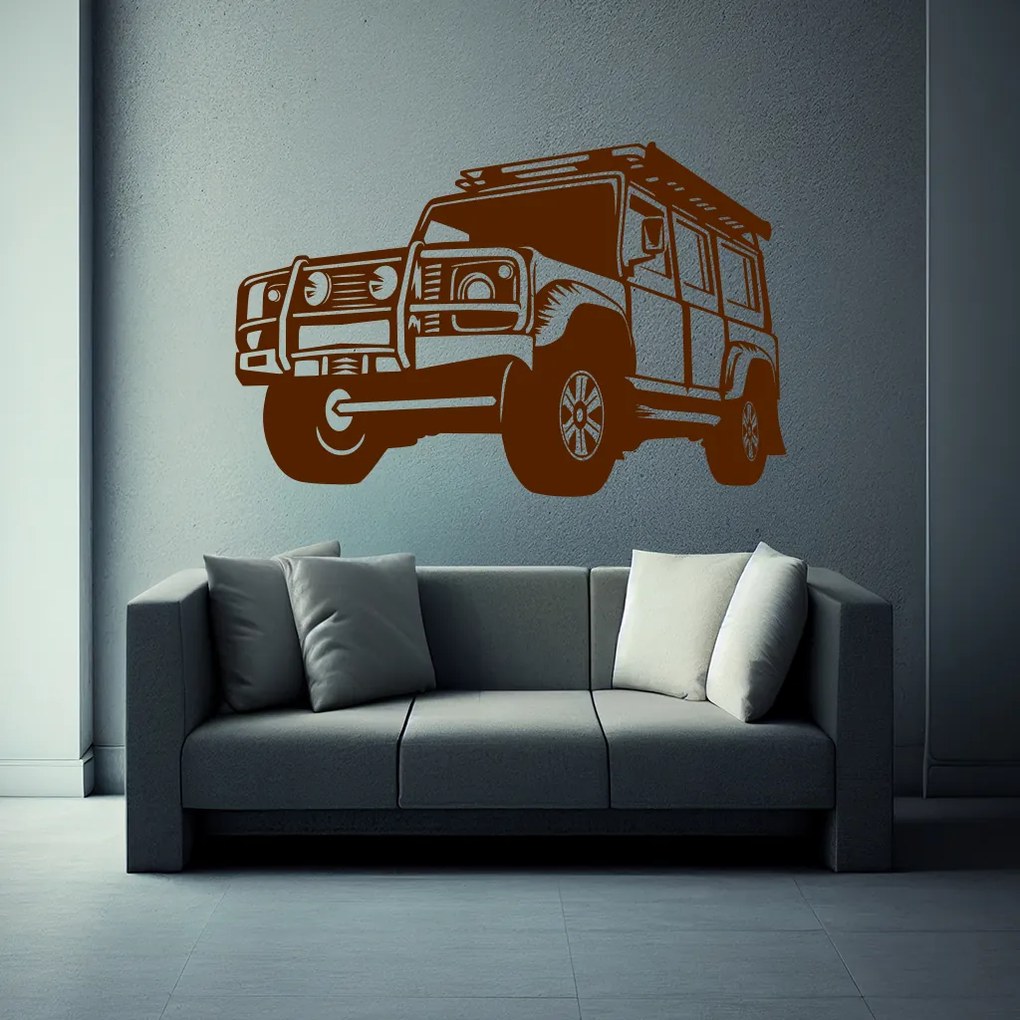 Veselá Stena Samolepka Auto Land Rover Defender Farba: ružová, Veľkosť: 60 x 40 cm