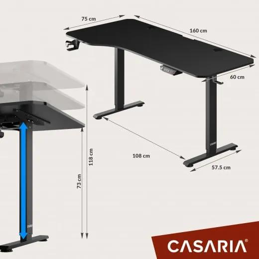 InternetovaZahrada Výškovo nastaviteľný kancelársky stôl čierny-160x75x118 cm