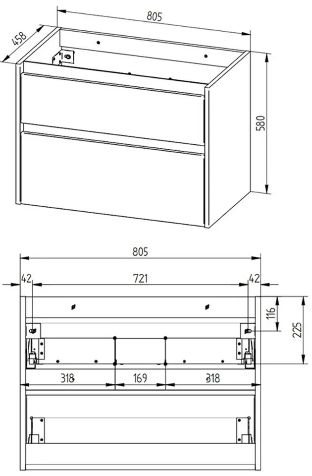 Mereo, Mereo Opto, kúpeľňová skrinka 81 cm, Multidecor, Dub Wotan, MER-CN991SDWOT