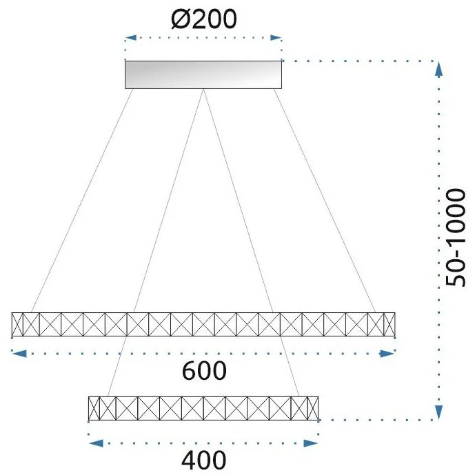 Toolight - Vegas 40/60, závesné stropné svietidlo + diaľkové ovládanie APP659, biela, OSW-07859