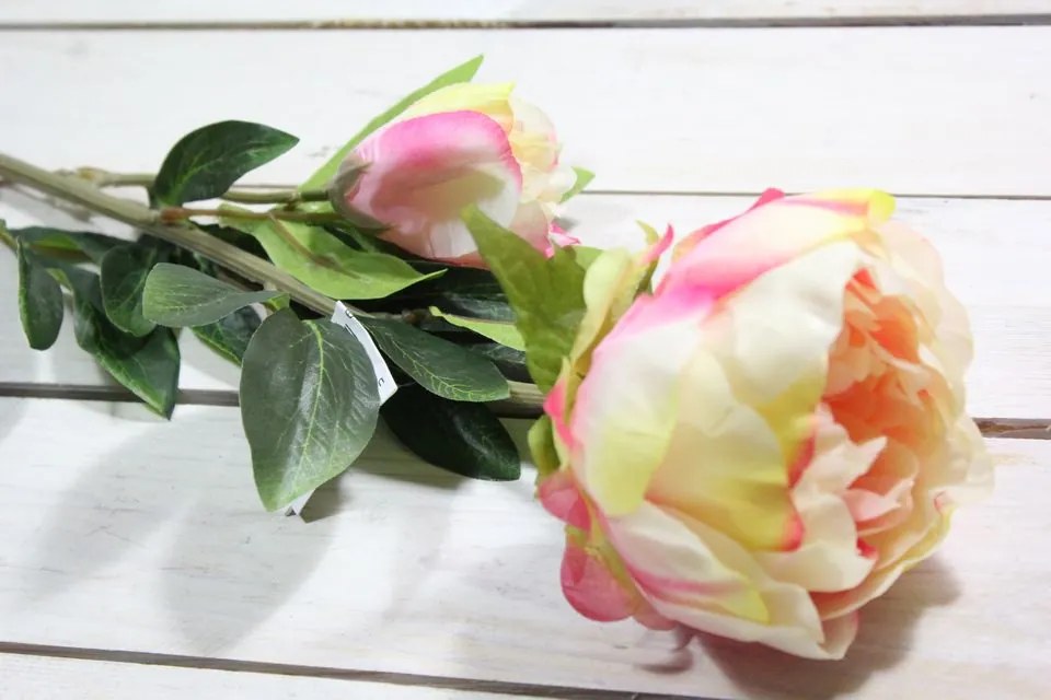 Umelá PIVÓNIA (v. 78 cm) - ružovo-biela