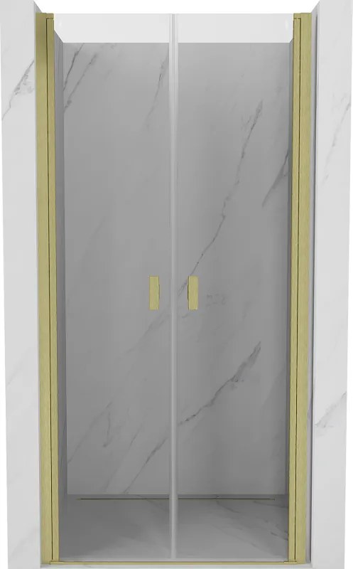 Mexen MIST, 2-krídlové sprchové dvere (d+d) 80x200 cm, 6mm číre sklo, zlatý matný profil, 8A7-080-000-55-00