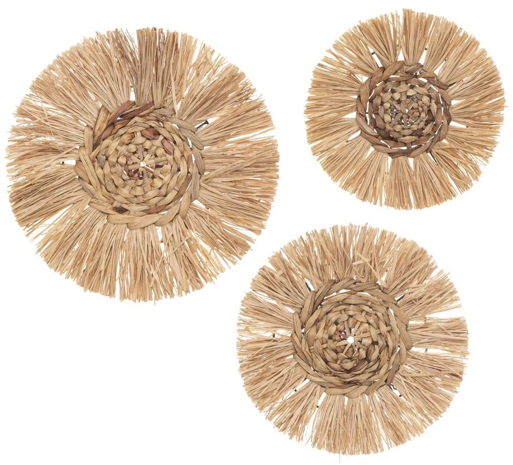 Dekorácia na stenu z rafie Raffia (fi) 36 cm + 30 cm + 25 cm sada 3ks