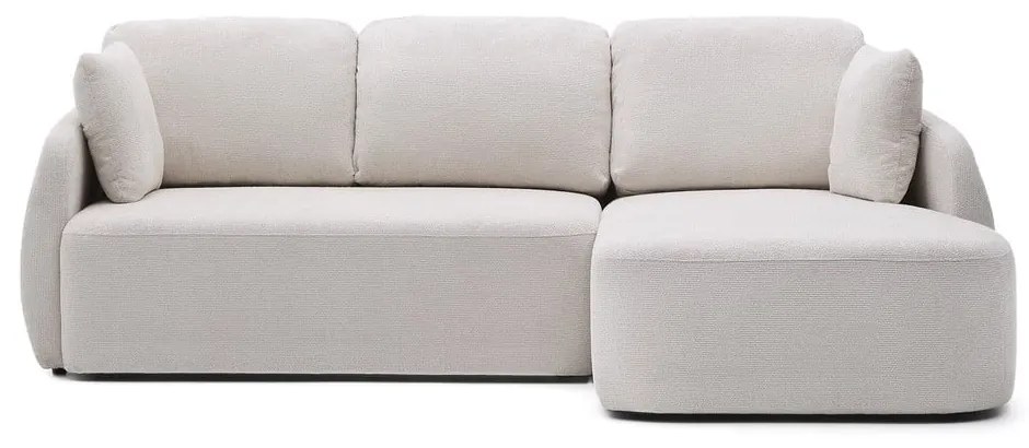 Krémová ženilková rozkladacia rohová pohovka (pravý roh/s leňoškou) Laira – Kave Home