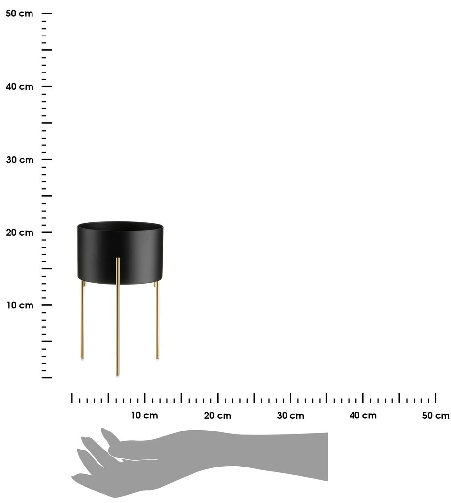 KOVOVÝ KVETINÁČ SO STOJANOM LOFT 20X13 CM ČIERNA/ZLATÁ