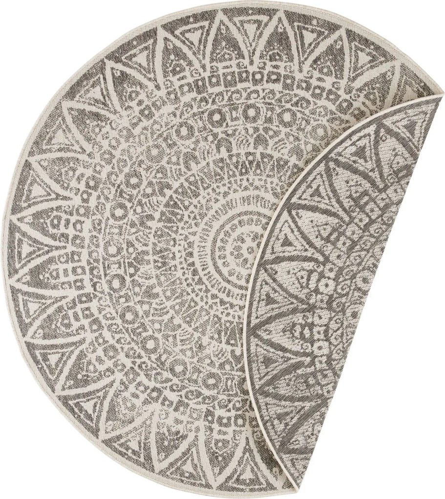 AKCIA: 200x200 (průměr) kruh cm Kusový koberec Mojkoberec Original Nora 104160 Grey Creme kruh – na von aj na doma, šedá, chodba / predsieň, Mujkoberec Original